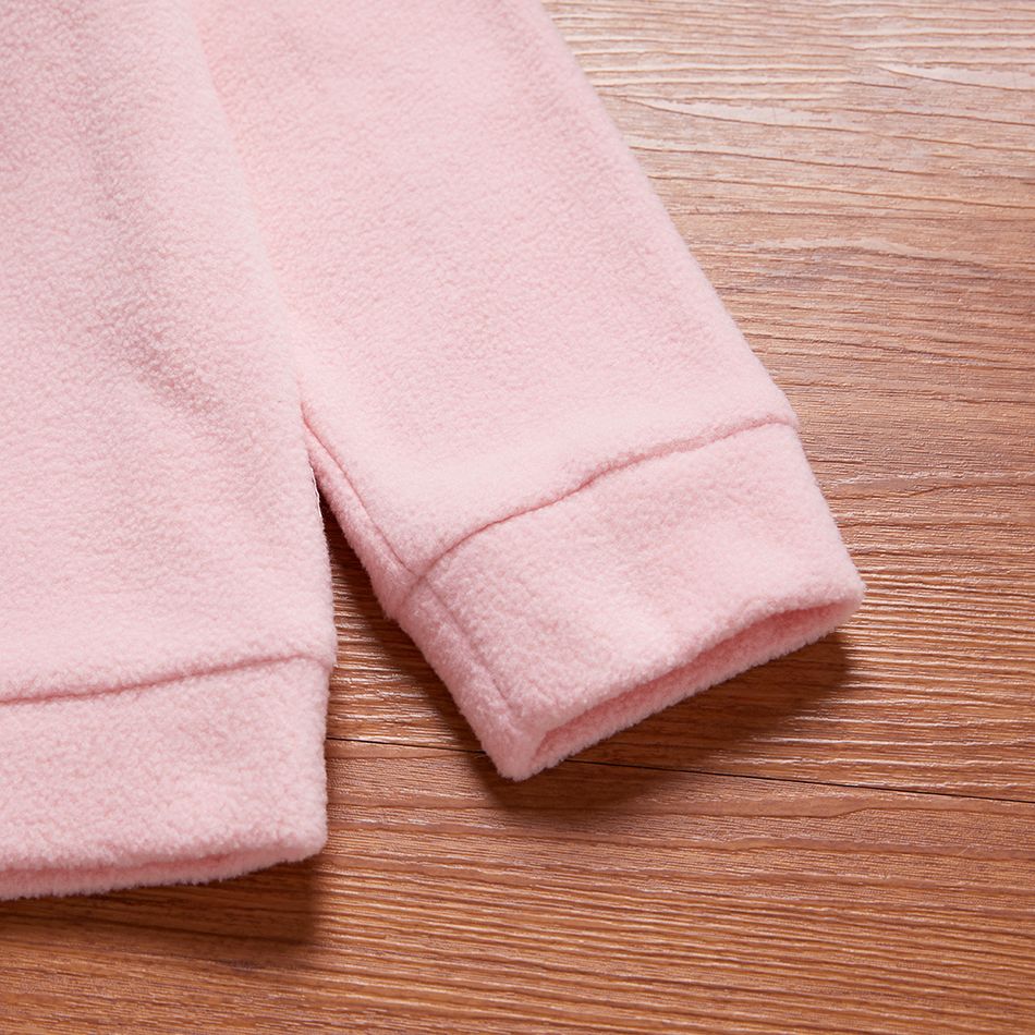 2-piece Kid Girl Colorblock Fuzzy Pullover and Elasticized Pants Set Pink big image 4