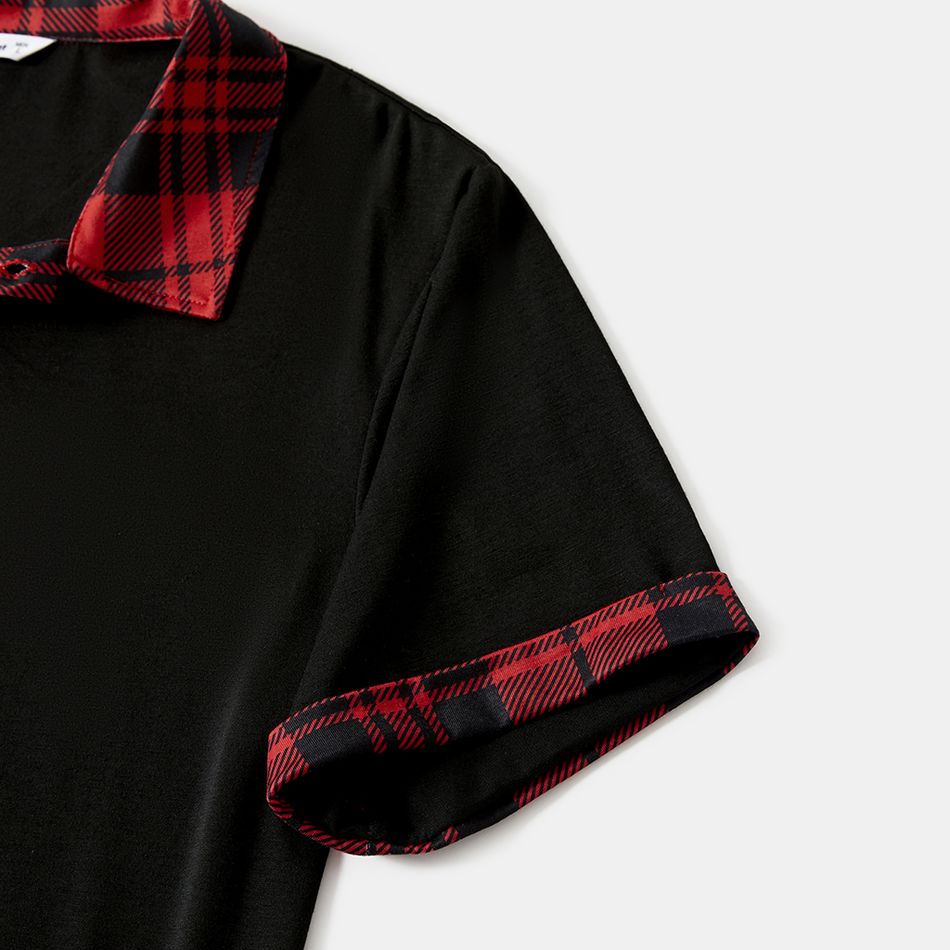 Family Matching Red Plaid Short-sleeve Mini Dresses and Polo Shirts Sets Red big image 8
