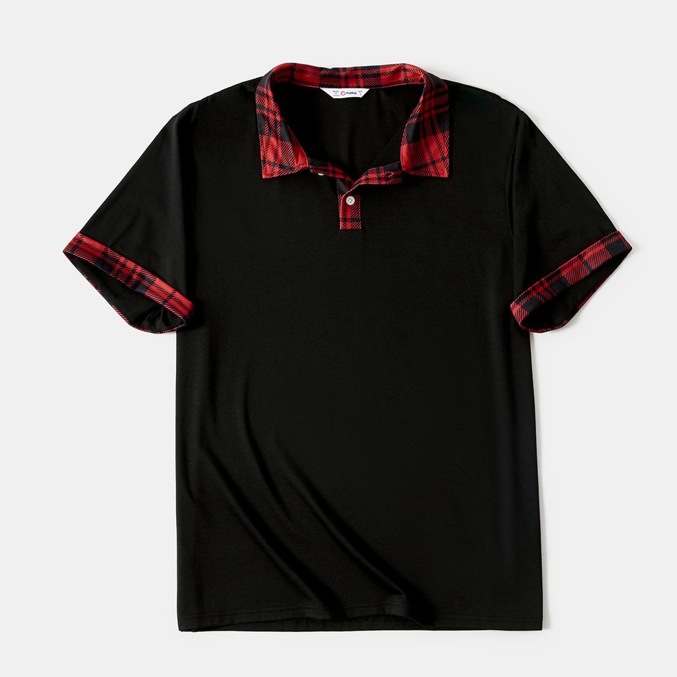 Family Matching Red Plaid Short-sleeve Mini Dresses and Polo Shirts Sets Red big image 5