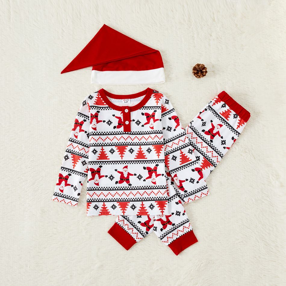 Family Matching Christmas Santa Print Long-sleeve Pajamas Sets(Flame Resistant) Red/White big image 12