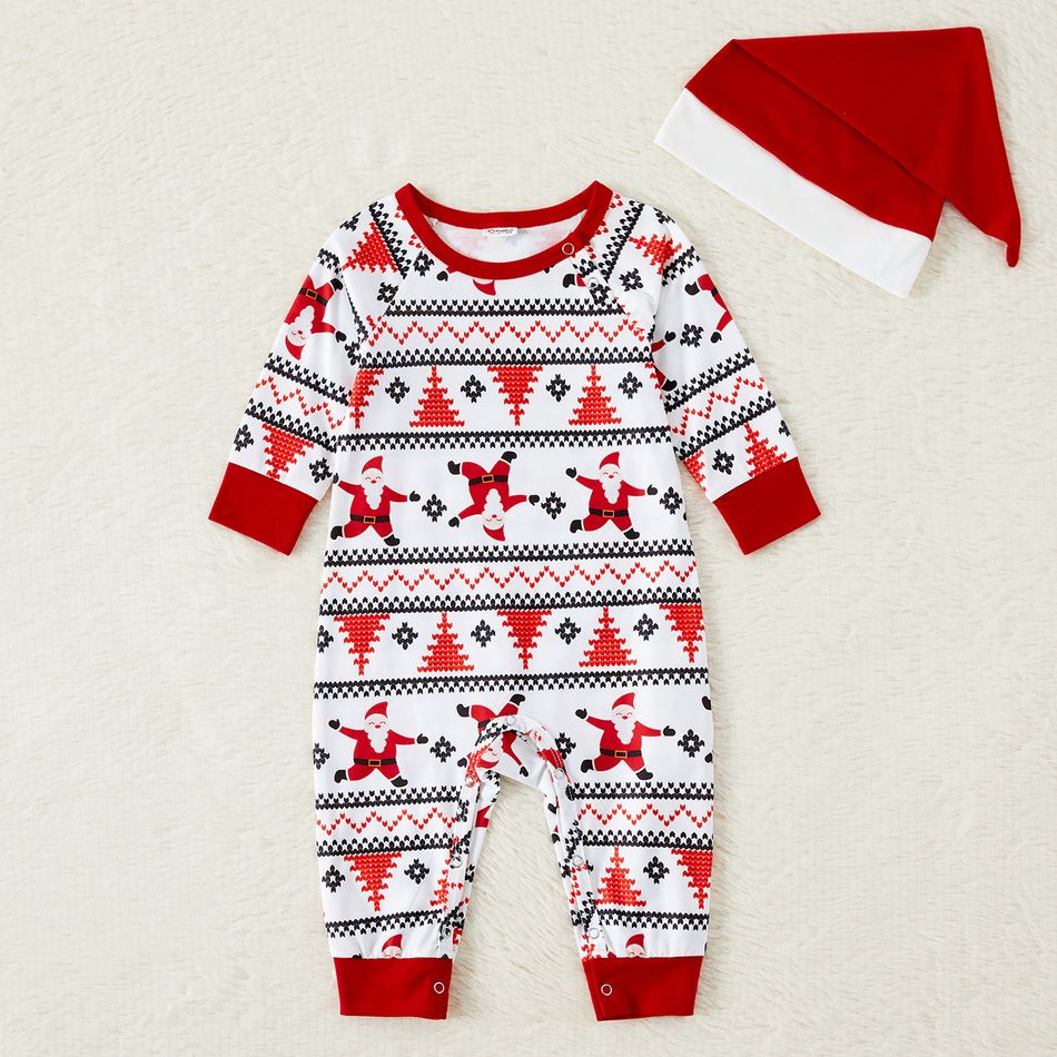 Family Matching Christmas Santa Print Long-sleeve Pajamas Sets(Flame Resistant) Red/White big image 15