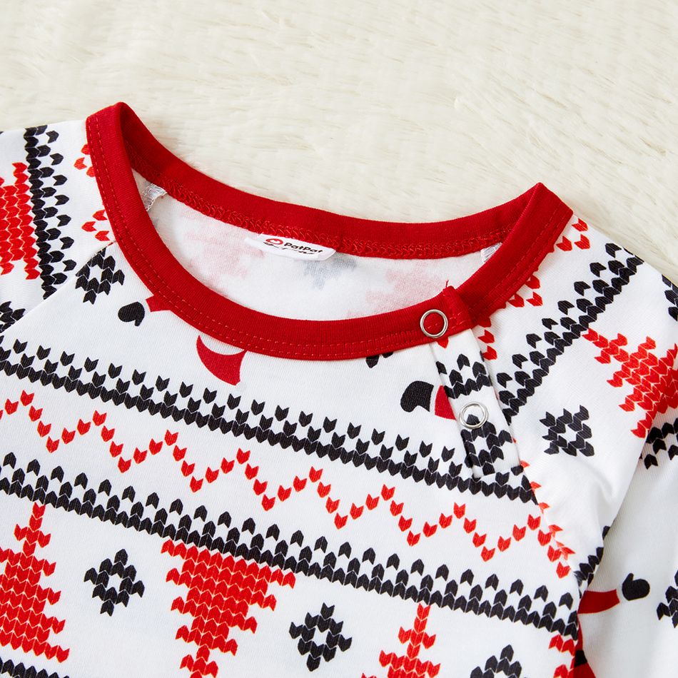 Family Matching Christmas Santa Print Long-sleeve Pajamas Sets(Flame Resistant) Red/White big image 16