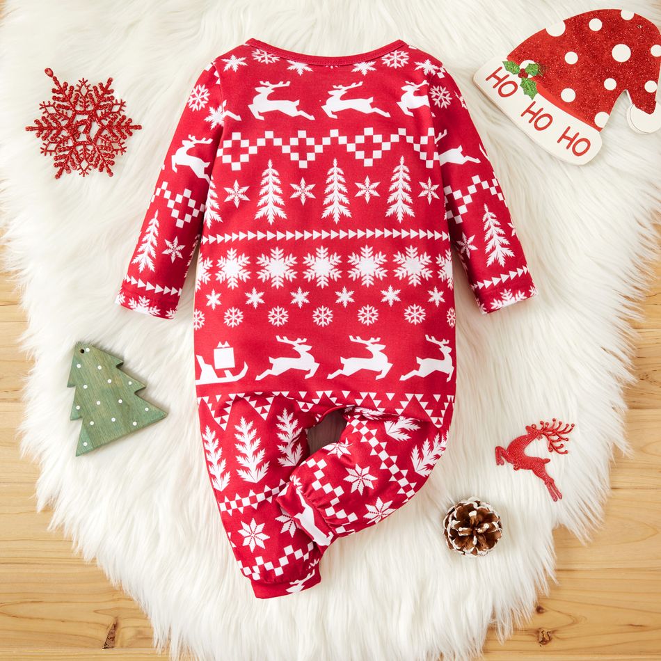 Natal 1 unidade Bebé Unissexo Costuras de tecido Veado Infantil Macacão Vermelho big image 5