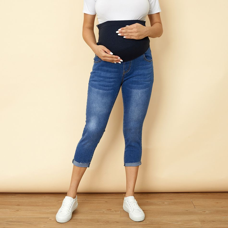 Maternity Cuffed Hem Blue Jeans Blue