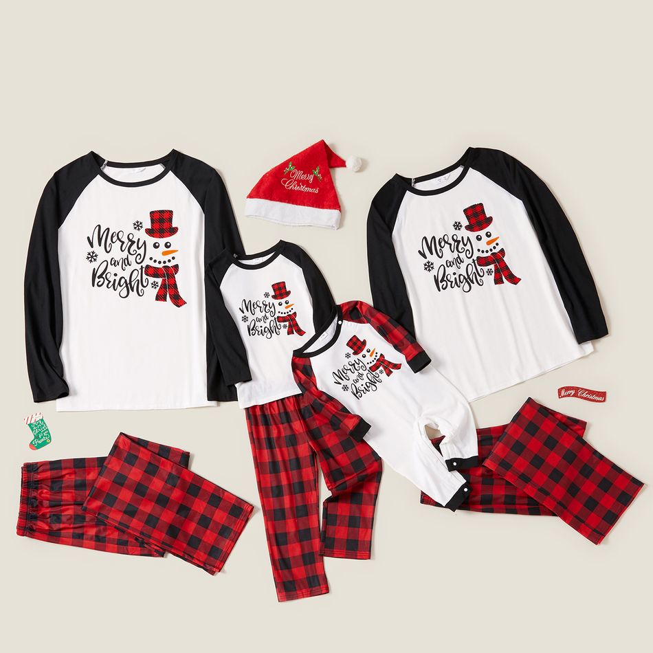Natal Look de família Manga comprida Conjuntos de roupa para a família Pijamas (Flame Resistant) Preto/Branco/Vermelho