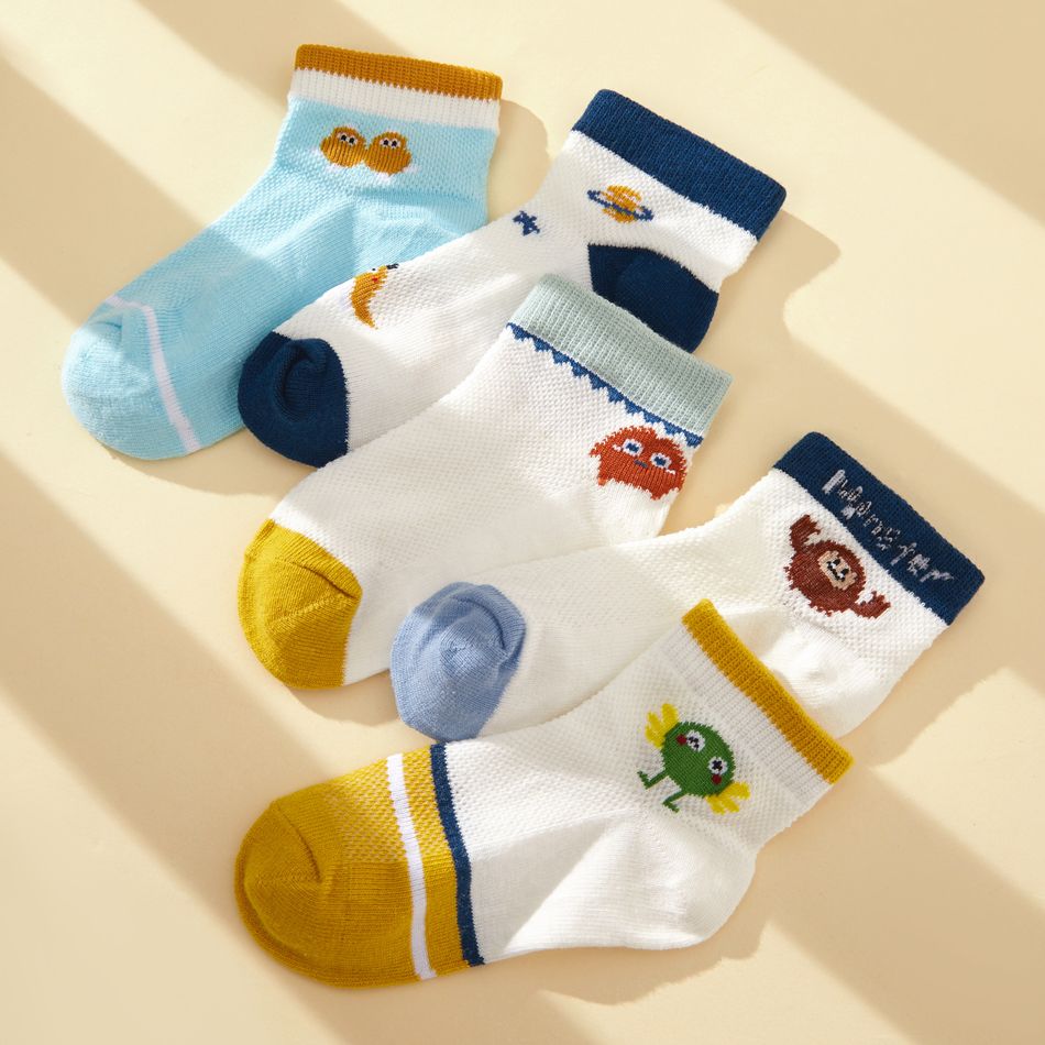 Baby / Toddler / Kid 5-pack Embroidered Socks Yellow