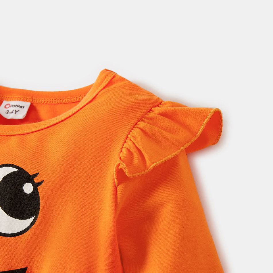 Halloween Graphic Print Long-sleeve Sibling Matching Pumpkin Sets Orange big image 5
