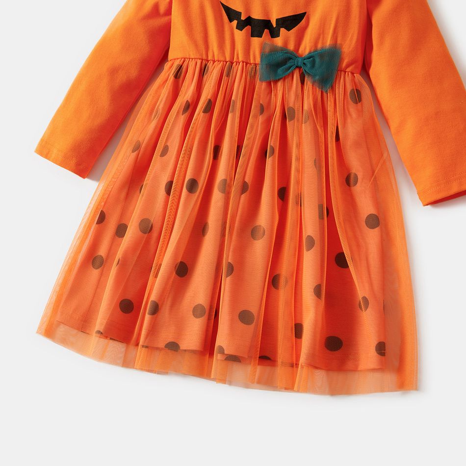Halloween Graphic Print Long-sleeve Sibling Matching Pumpkin Sets Orange big image 3