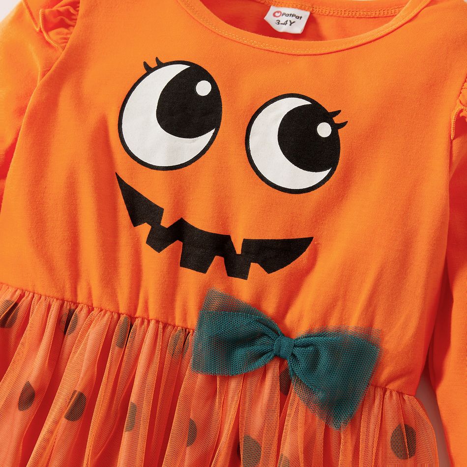 Halloween Graphic Print Long-sleeve Sibling Matching Pumpkin Sets Orange big image 4