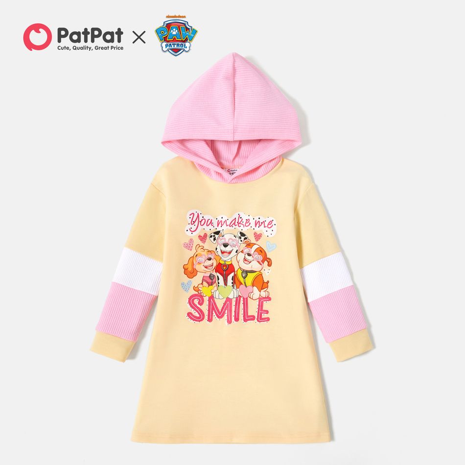 PAW Patrol Toddler Girl Colorblock 'Happy Pups' Hooded Dress Yellow