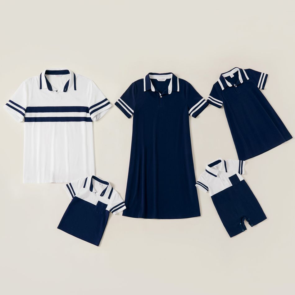 Mosaic Stripe Print Family Matching Navy Sets Navy