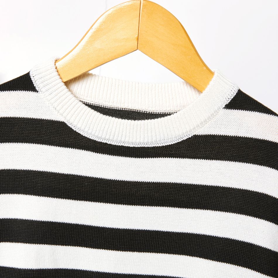 Toddler Girl/Boy Stripe Casual Knit Sweater Black/White big image 4