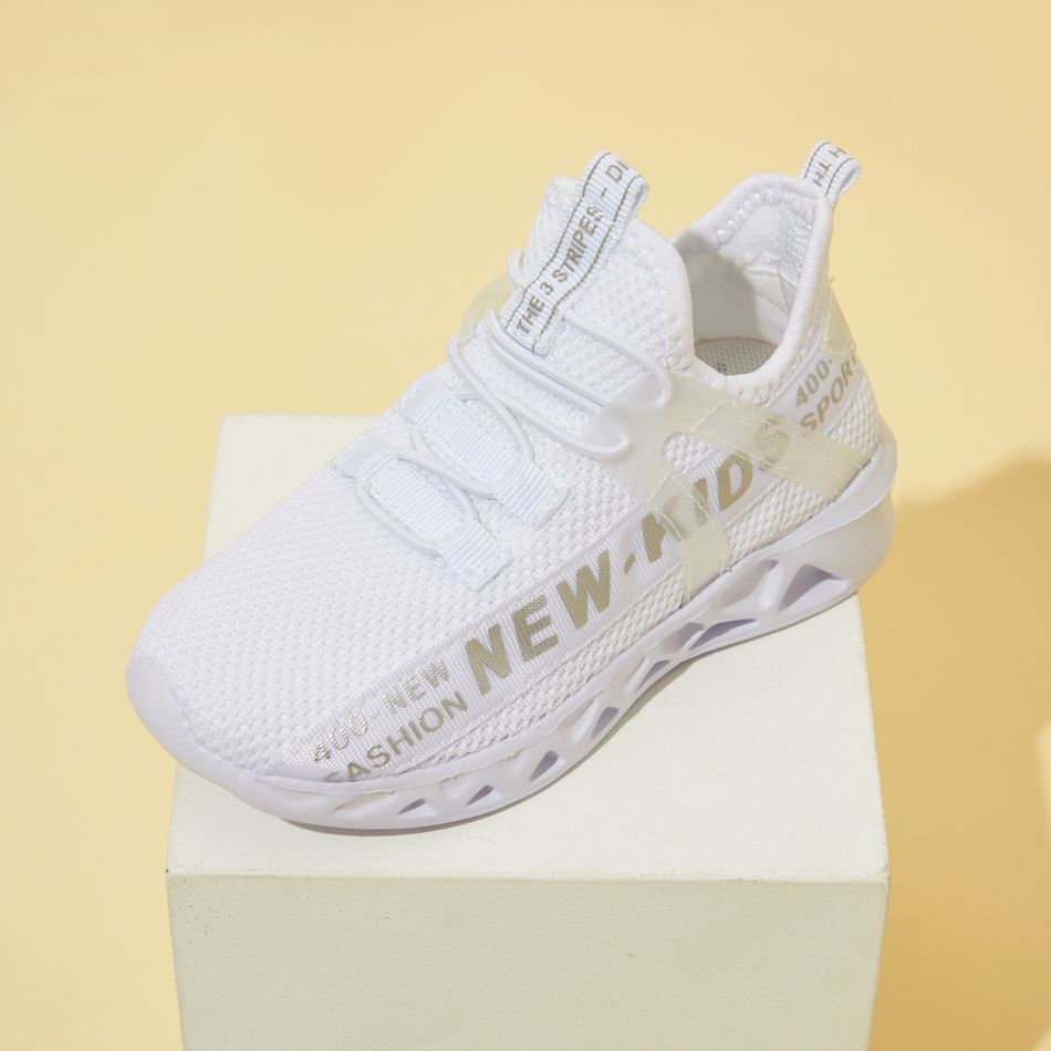 Kid Letter Print Breathable Sports Shoes White big image 4