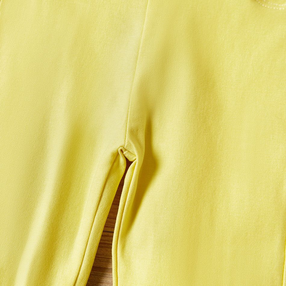 Toddler Girl Elasticized Solid Leggings Skinny Pants with Pocket Yellow big image 4