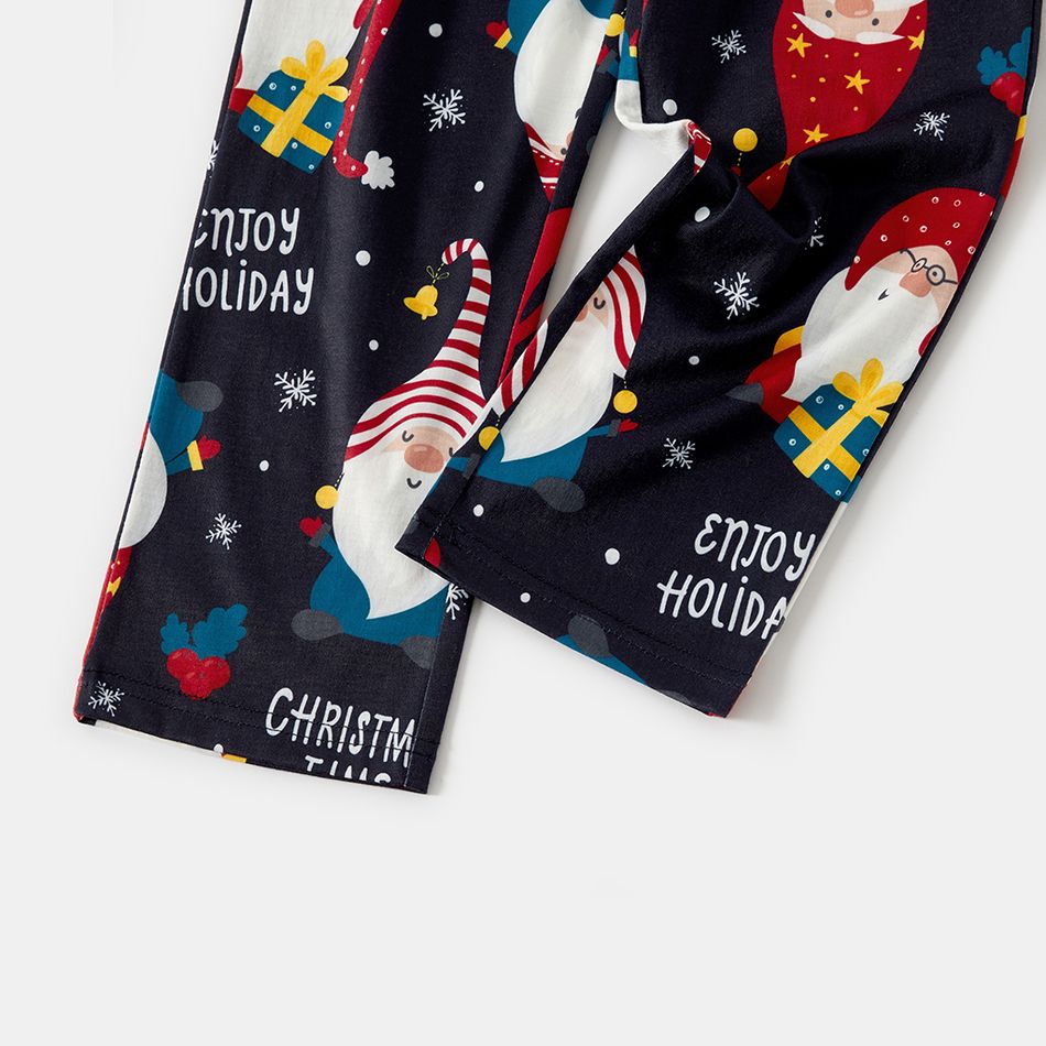Christmas Gnome and Letter Print Family Matching Raglan Long-sleeve Pajamas Sets (Flame Resistant) Dark blue/White/Red big image 7