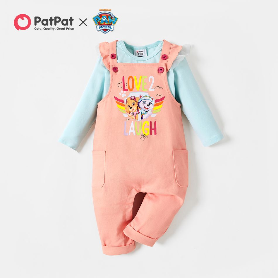 PAW Patrol 2-piece Little Girl Cotton Bodysuit and Graphic Overalls Sets Multi-color