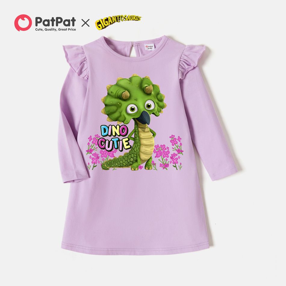 Gigantosaurus Toddler Girl Cute Dino Long Tee Light Purple