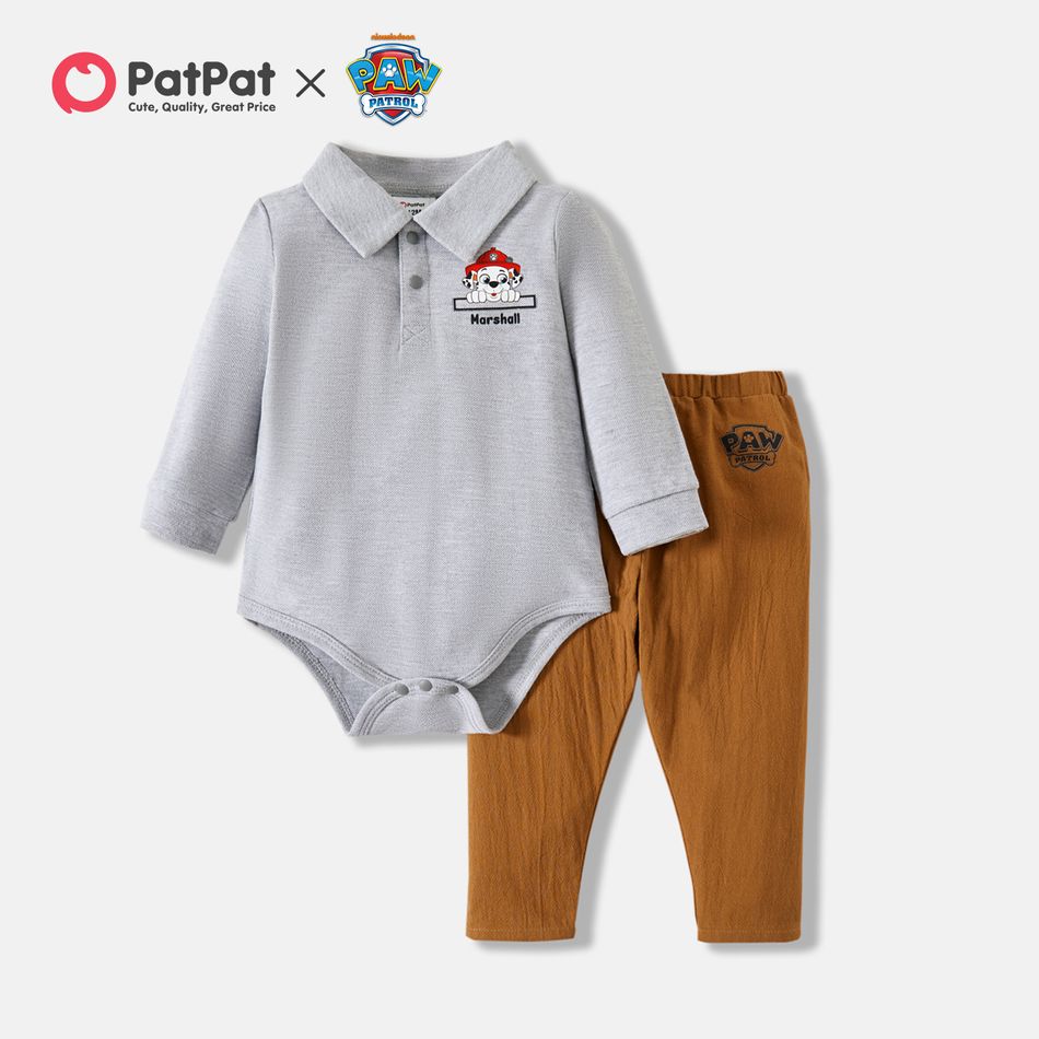 PAW Patrol Little Boy Stripe Top and Cotton Basic Bodysuit and Pants Sets Grey