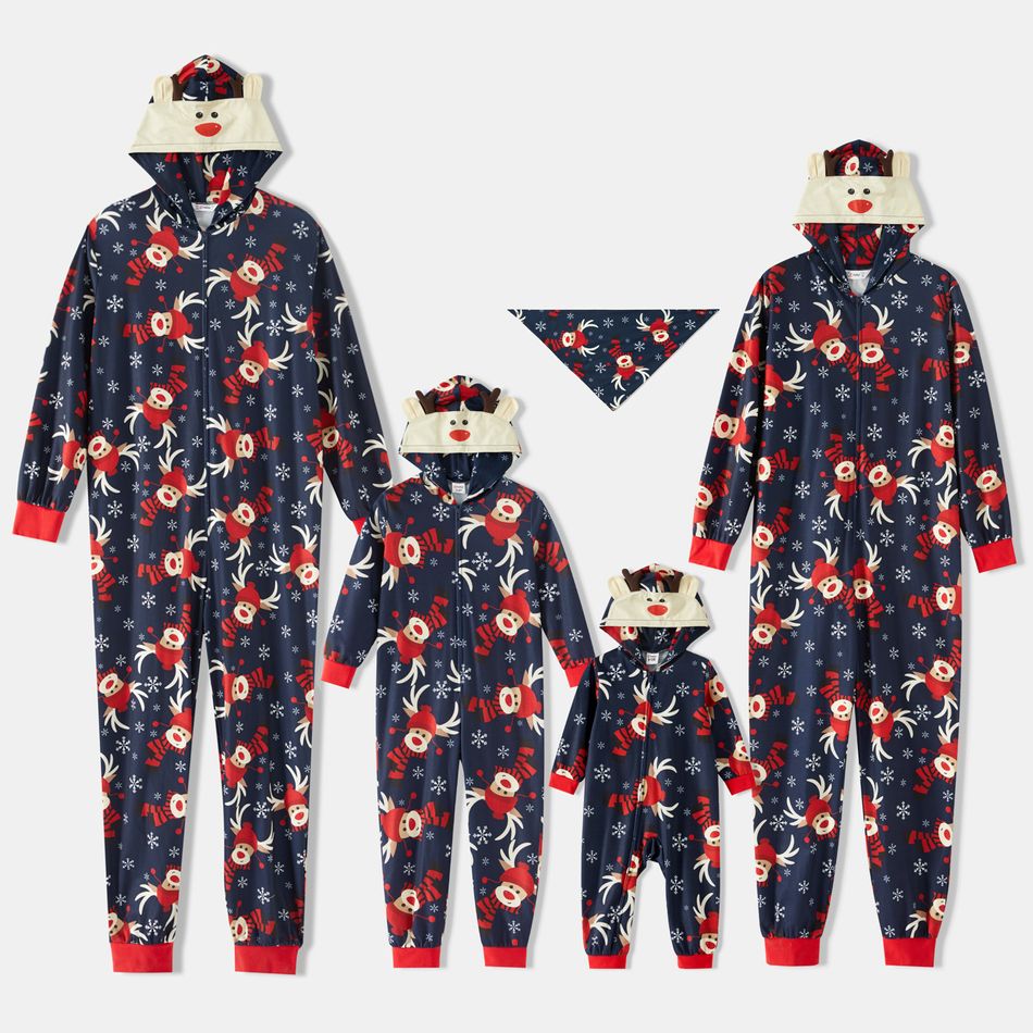 Natal Look de família Manga comprida Conjuntos de roupa para a família Pijamas (Flame Resistant) Azul Escuro big image 1