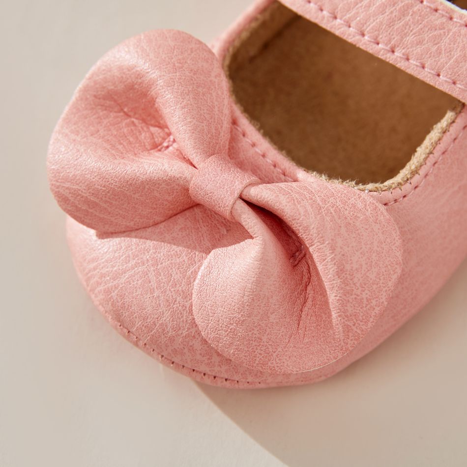 Baby / Toddler Girls Bowknot Velcro Closure Soft Sole Prewalker Shoes Pink big image 4