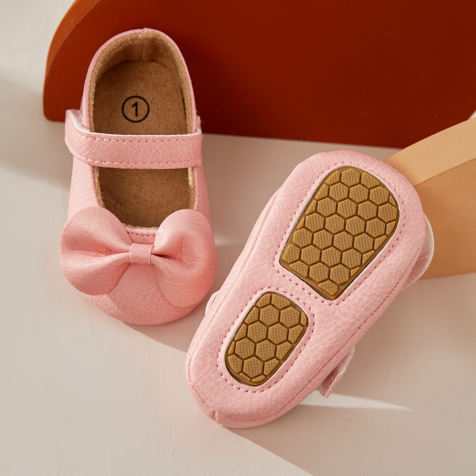 Baby / Toddler Girls Bowknot Velcro Closure Soft Sole Prewalker Shoes Pink big image 2