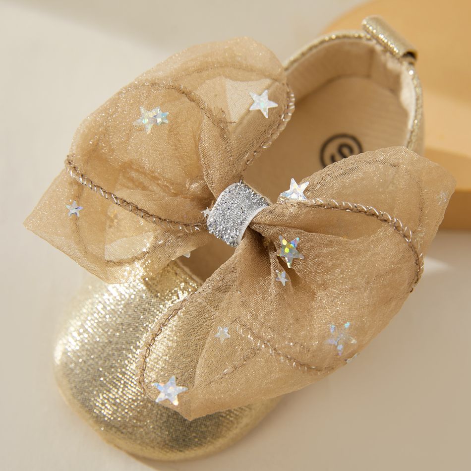 Baby / Toddler Glitter Bowknot Velcro Closure Prewalker Shoes Gold big image 4