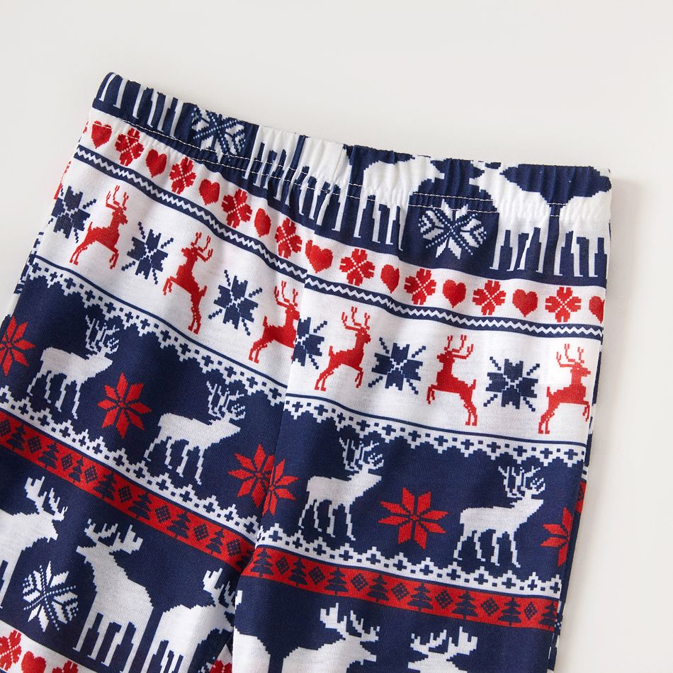 Natal Look de família Manga comprida Conjuntos de roupa para a família Pijamas (Flame Resistant) Azul Escuro/Branco/Vermelho big image 4