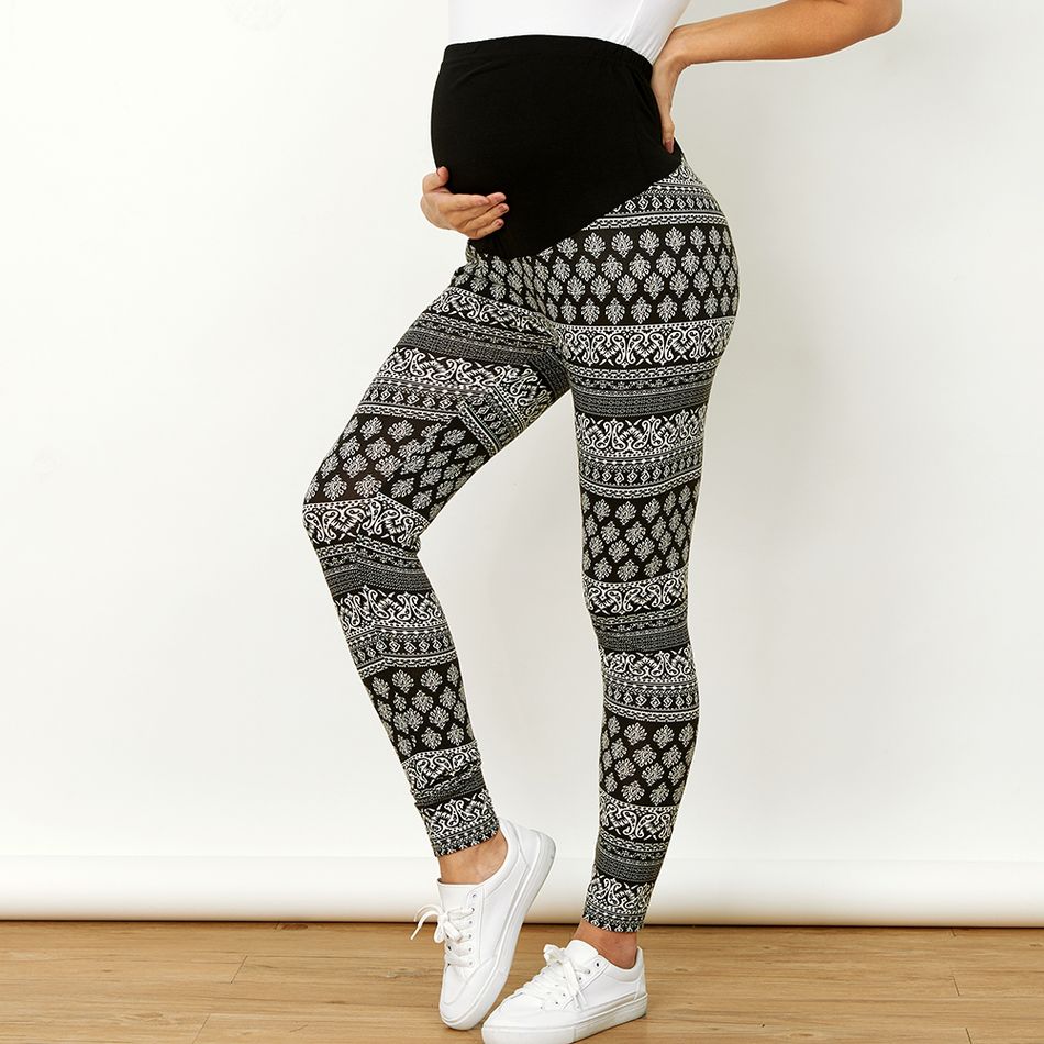Maternity Bohemian Style Leggings Black/White