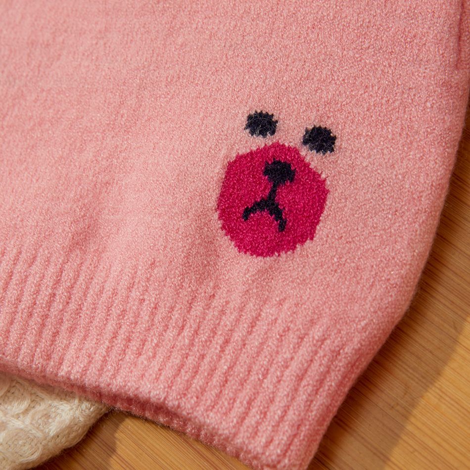Baby Bear Design Knitted Beanie Hat Pink big image 4