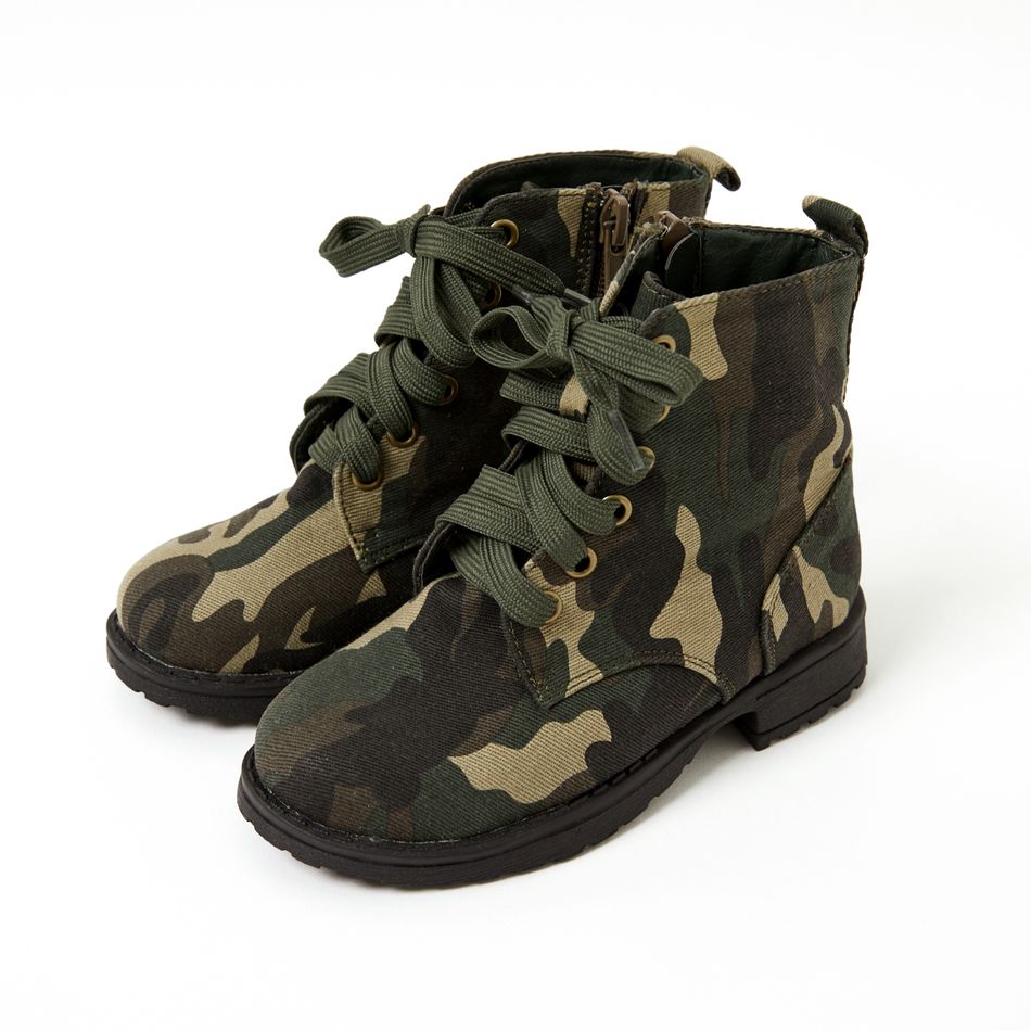 Toddler / Kid Elastic Shoelaces Camouflage Boots Green