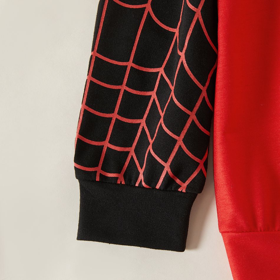 2-piece Kid Boy Letter Spider Web Print Pullover and Elasticized Black Pants Set Black big image 5