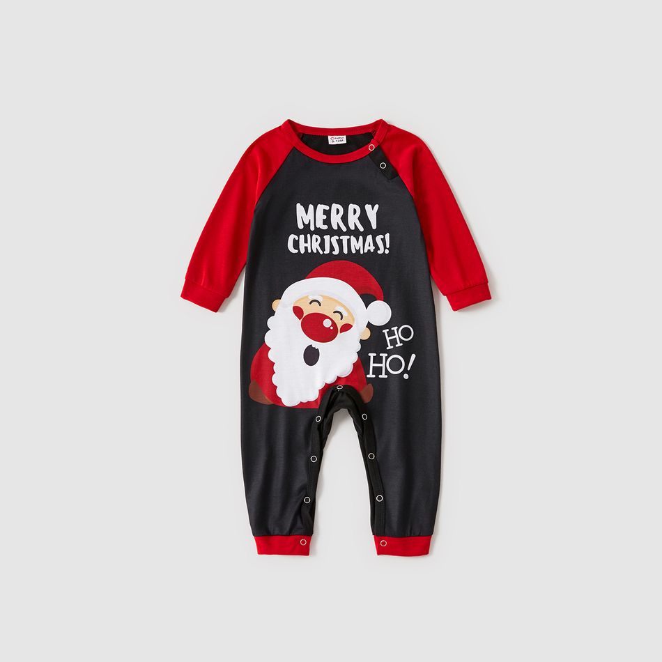 Christmas Cartoon Santa and Letter Print Red Family Matching Long-sleeve Pajamas Sets (Flame Resistant) Red big image 11