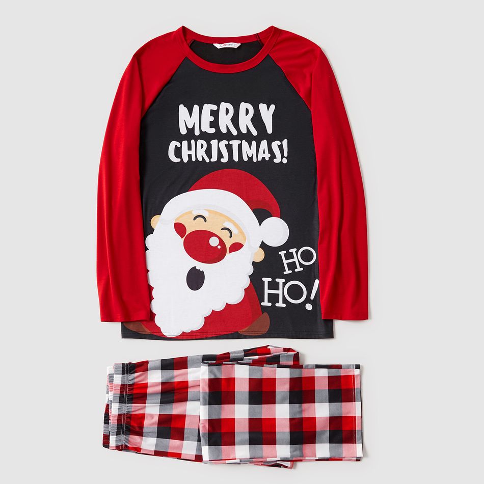 Christmas Cartoon Santa and Letter Print Red Family Matching Long-sleeve Pajamas Sets (Flame Resistant) Red big image 4