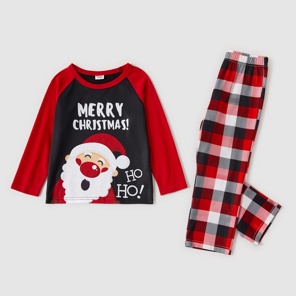 Christmas Cartoon Santa and Letter Print Red Family Matching Long-sleeve Pajamas Sets (Flame Resistant) Red big image 10