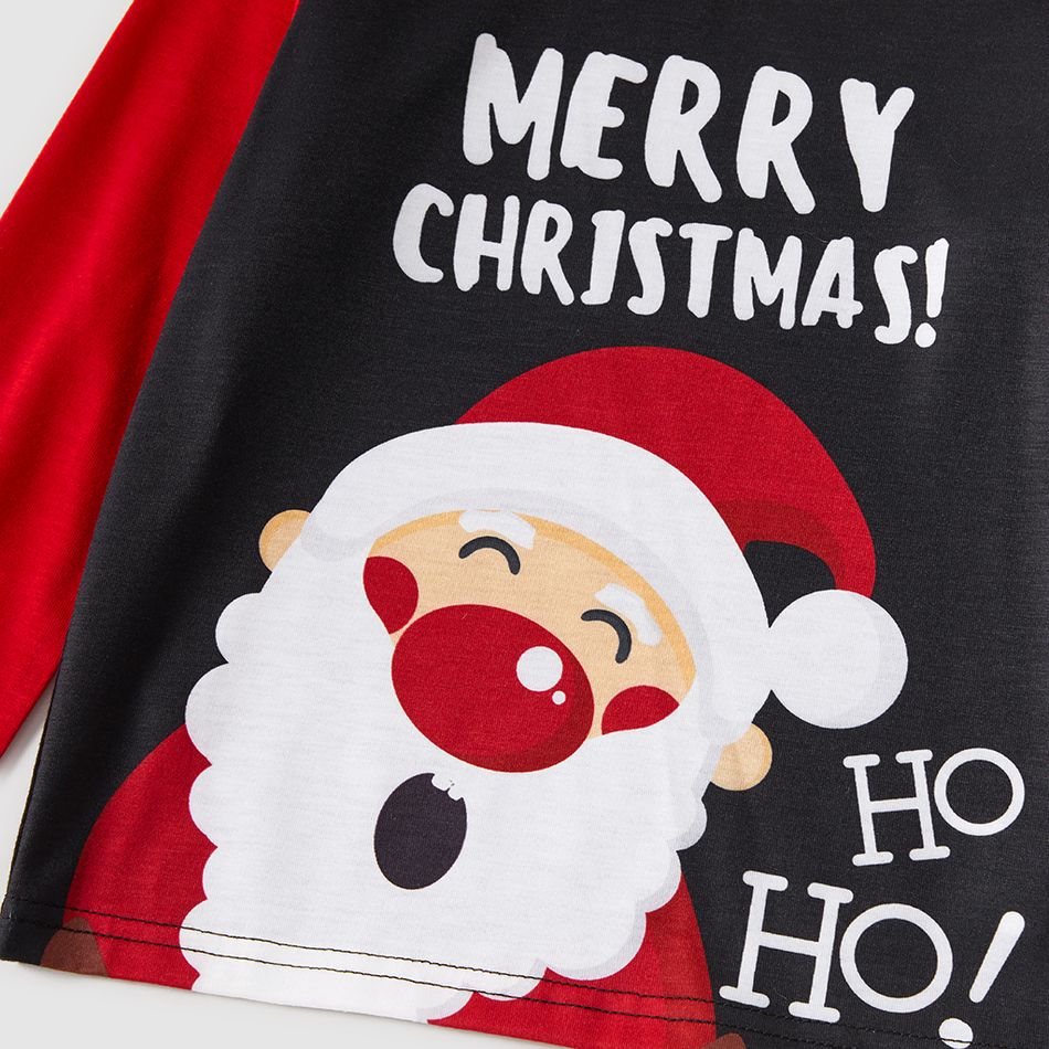 Christmas Cartoon Santa and Letter Print Red Family Matching Long-sleeve Pajamas Sets (Flame Resistant) Red big image 5