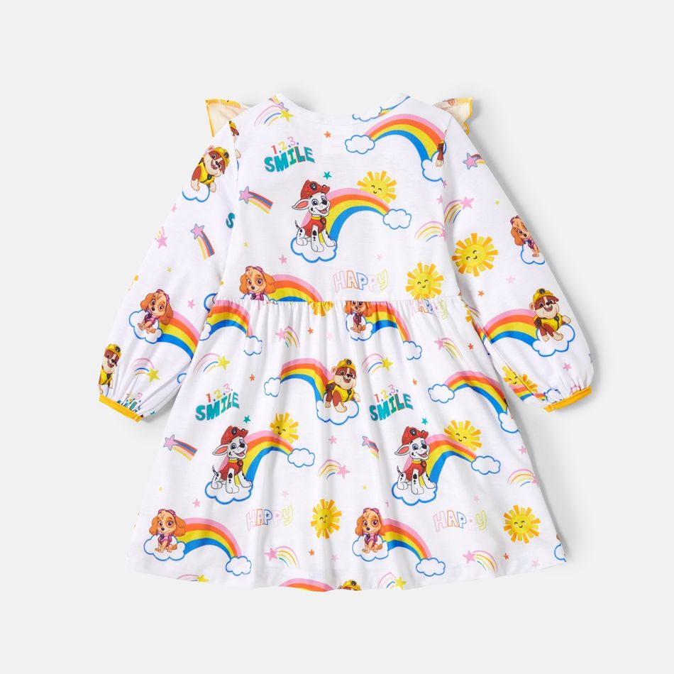 PAW Patrol Toddler Girl Flounce and Rainbow Allover Dress White big image 3
