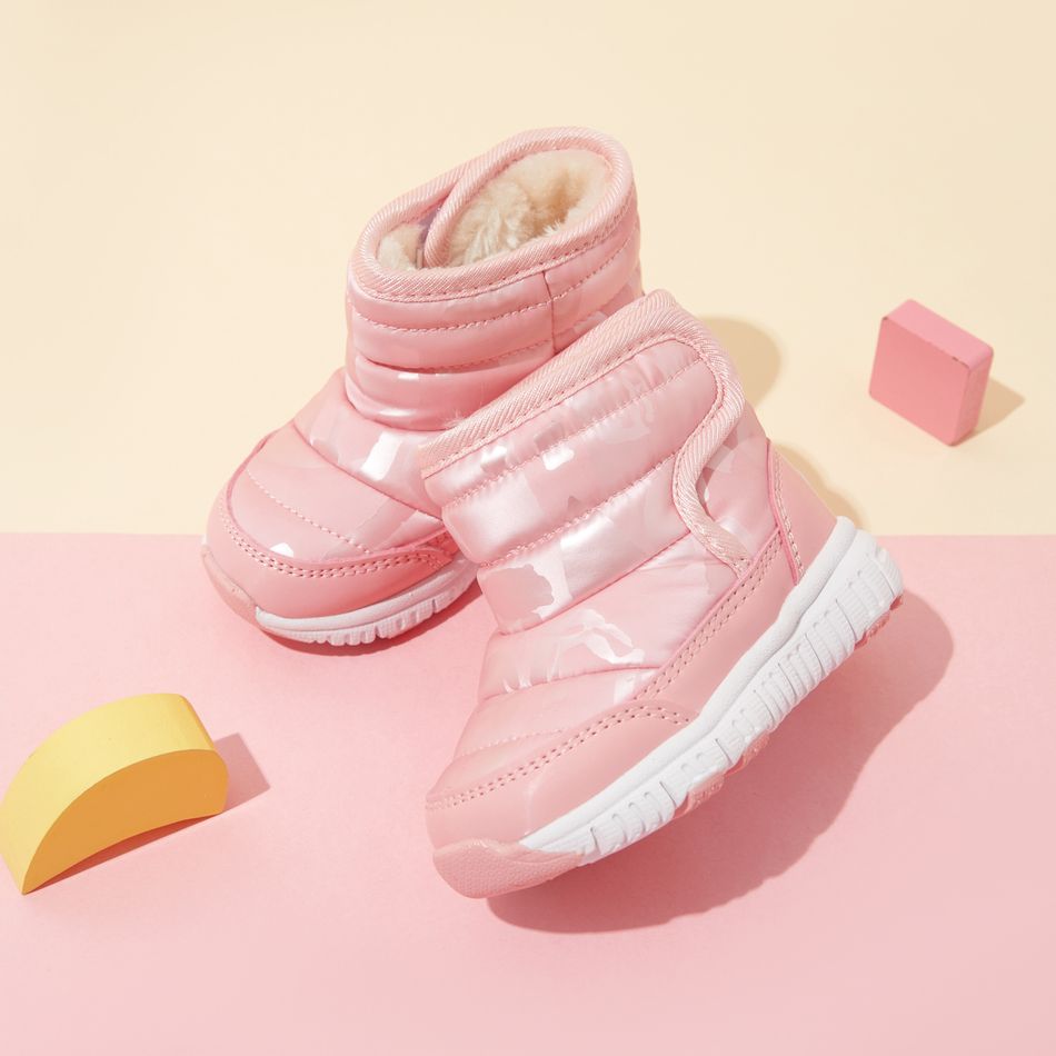 Toddler / Kid Pink Velcro Closure Fleece-lining Boots Pink