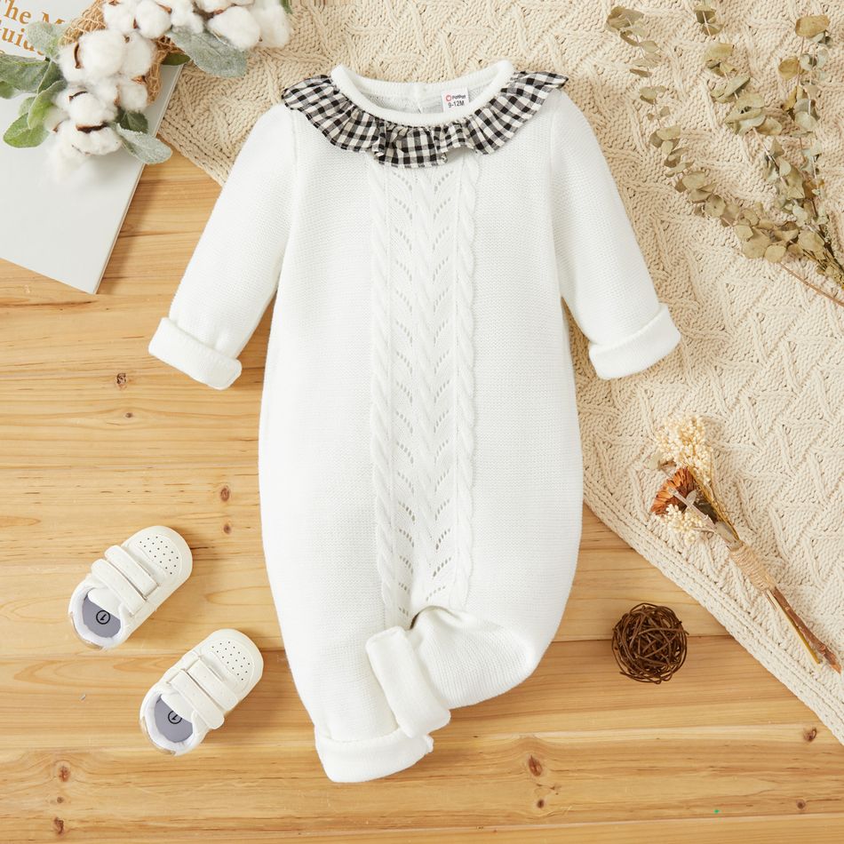1 unidade Bebé Mulher Costuras de tecido Básico Macacão Branco big image 4