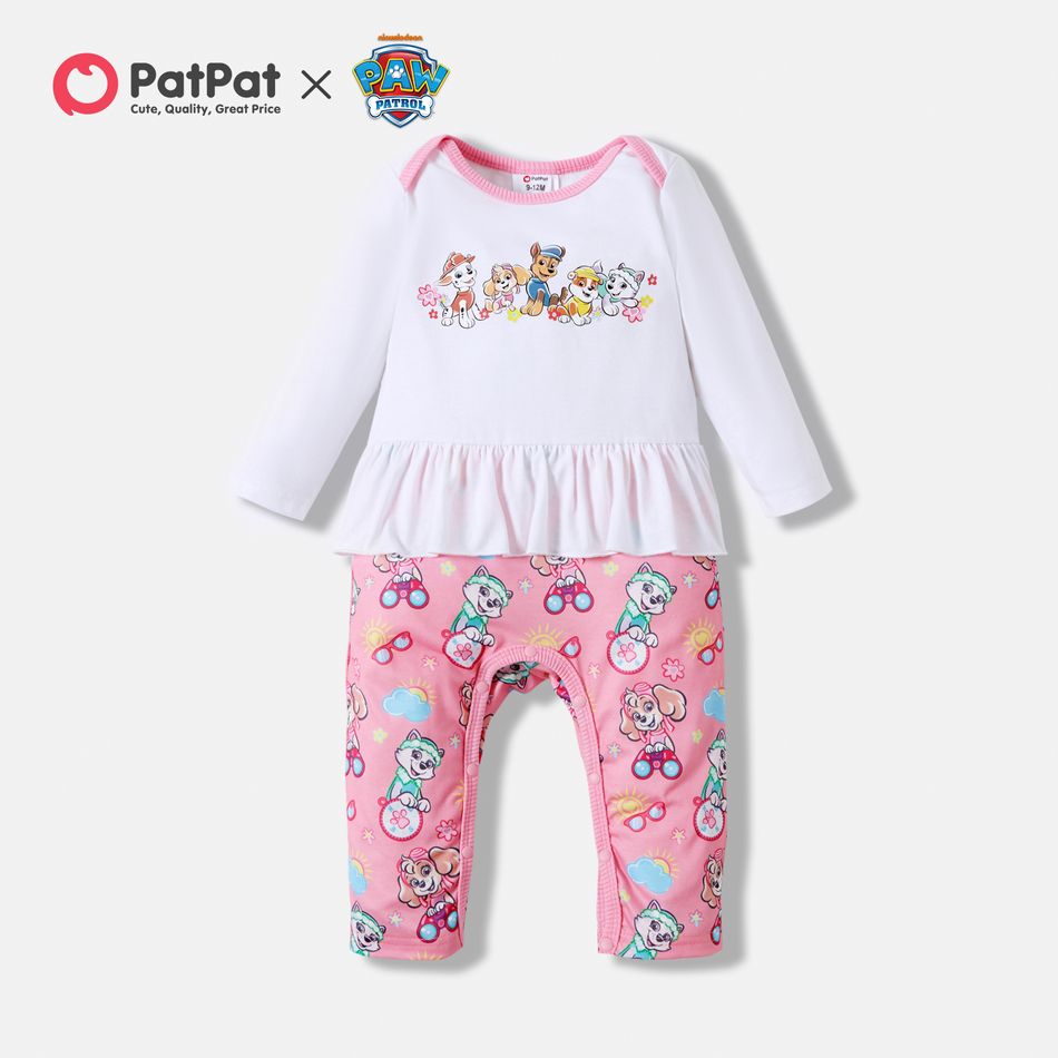 PAW Patrol Little Girl Colorblock 2 in 1 Jumpsuit White