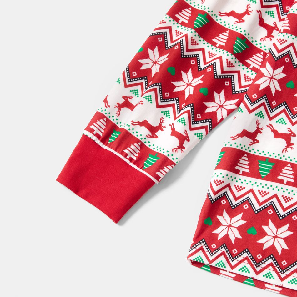 Christmas All Over Print Red Family Matching Long-sleeve Pajamas Sets (Flame Resistant) Red big image 3