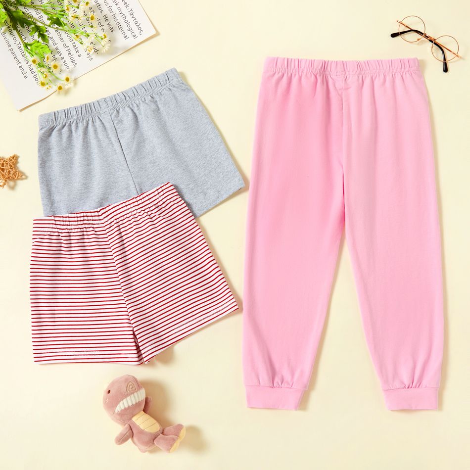 Conjunto de calça casual listrada e sólida para bebês com 3 unidades Multicolorido big image 2