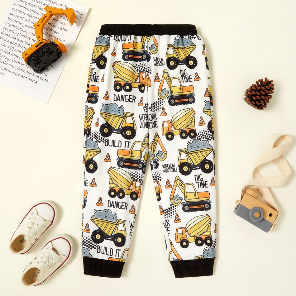 Toddler Boy Vehicle Print Casual Pants Yellow big image 2
