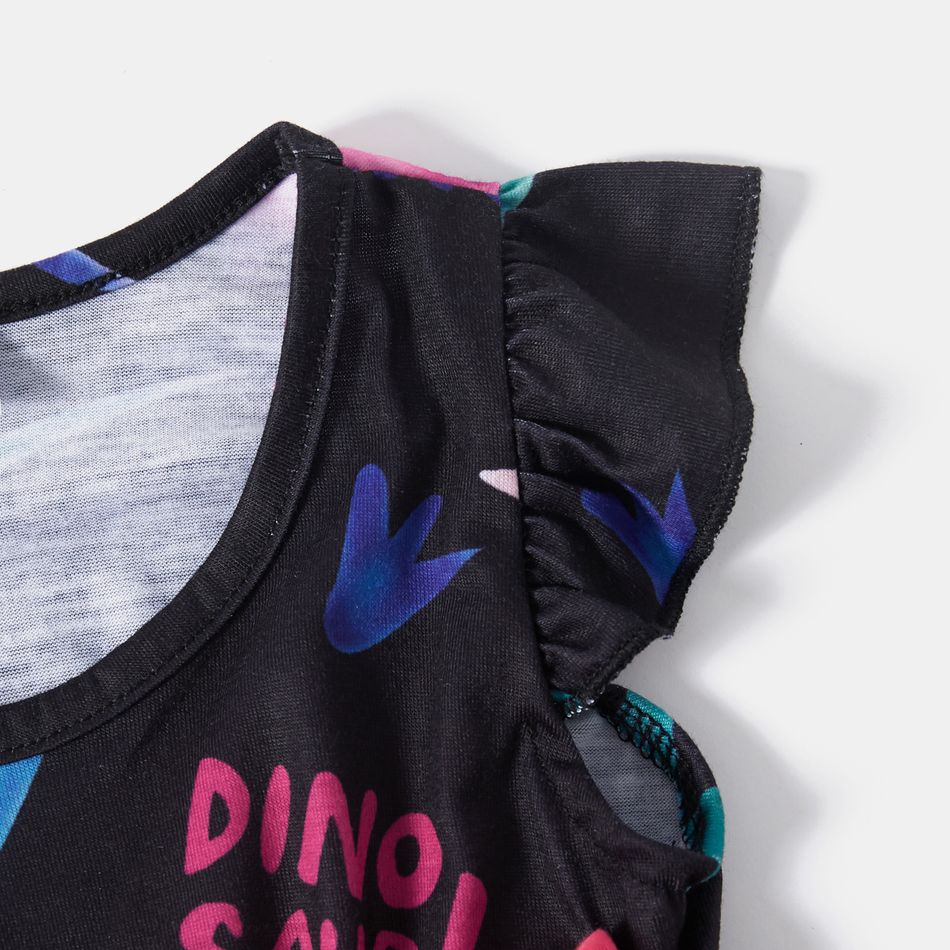 Dinosaur Print Matching Midi Tank Dresses Black big image 7