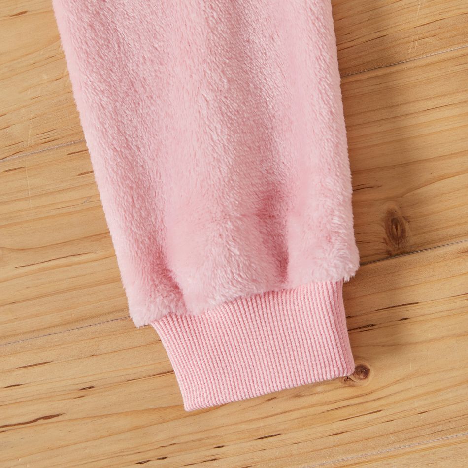 Kid Girl Flip Sequin Heart Pattern Sweatshirt Dress/  100% Cotton Denim Leggings Pink big image 4