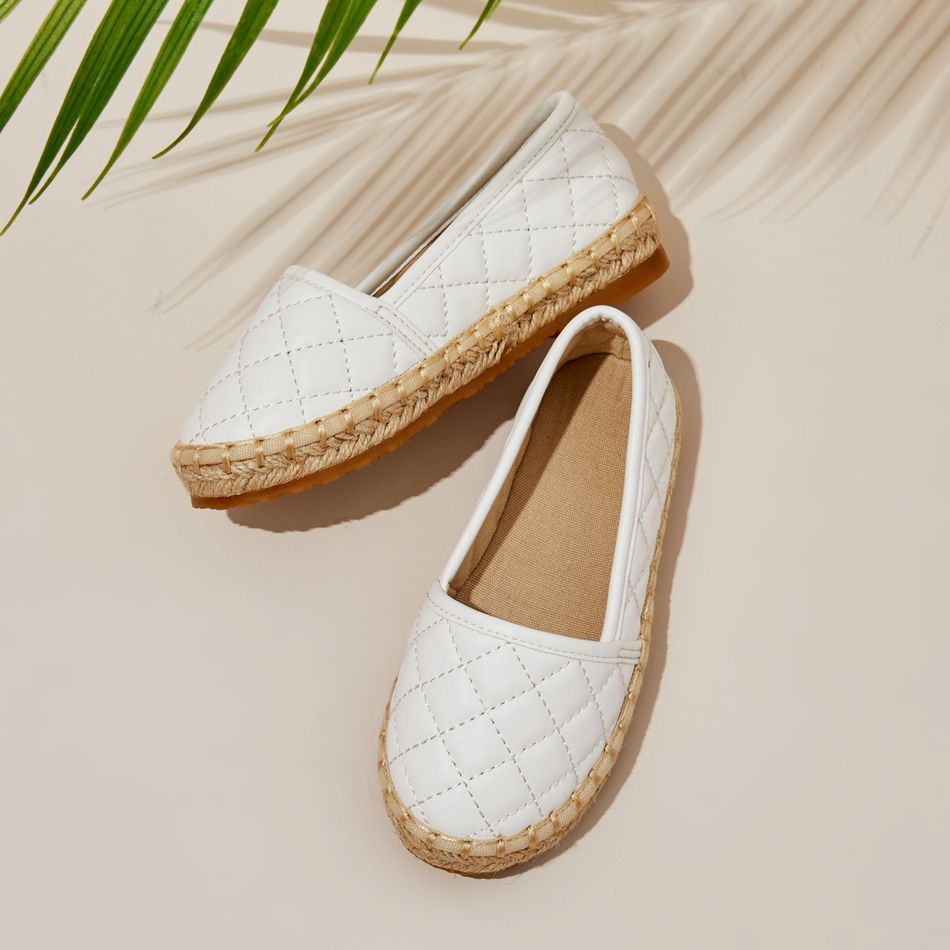 Toddler / Kid Solid Color Slip-on Quilted Espadrille Shoes White