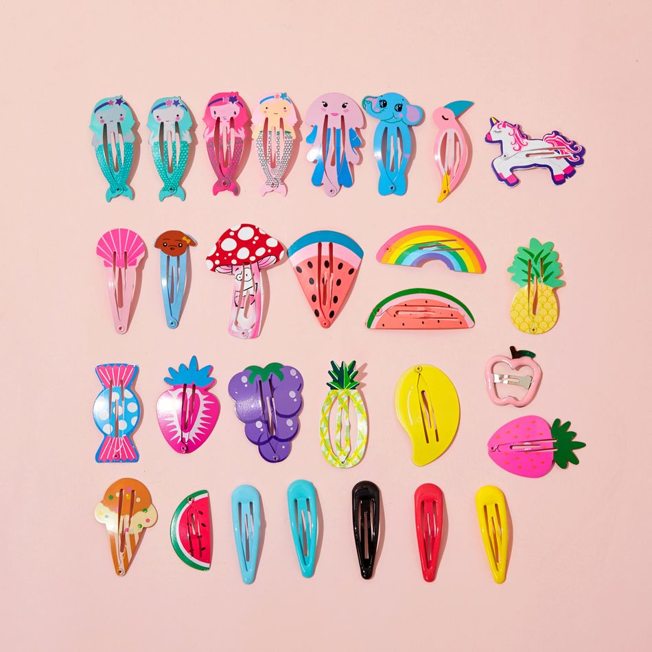 25-teilige süße Bonbonfarben-Cartoon-Design-Haarspangen für Mädchen Mehrfarbig big image 2