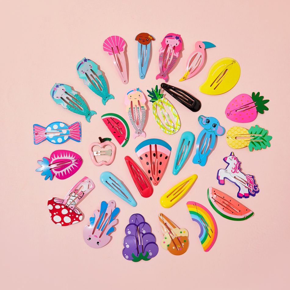 Grampos de cabelo com 25 peças de design bonito de desenhos animados em cor doce para meninas Multicolorido