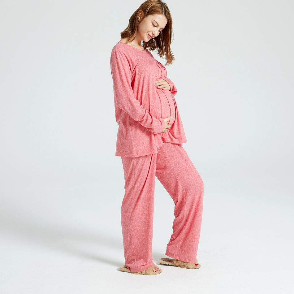 Maternity Dark Pink Long-sleeve Pajamas Dark Pink
