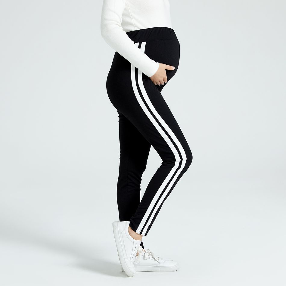 Maternity Casual Black Contrast Side Seam Leggings Black