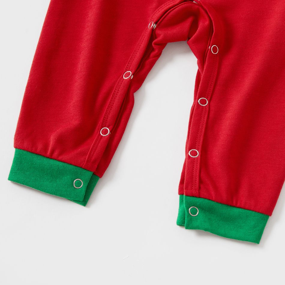 Christmas Letter Print and Striped Red Family Matching Long-sleeve Pajamas Set (Flame Resistant) Red big image 10